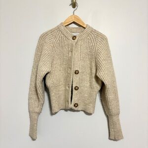 Zara Cozy Cream Button-Front Women's Sweater Cardigan Wool Blend Small